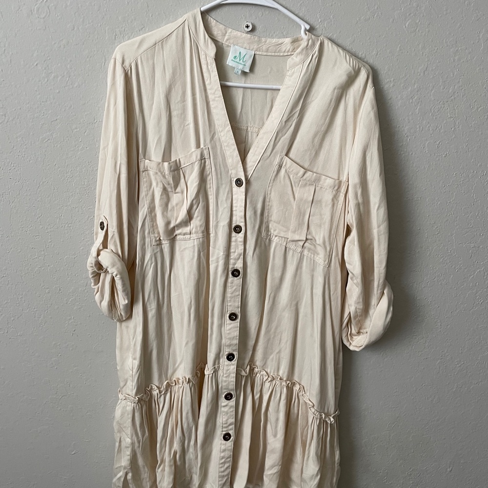 Cream colored button down dress